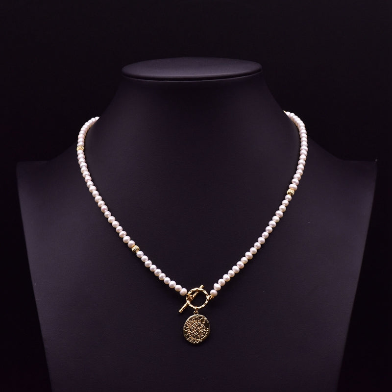 Elegant Retro Geometric Copper Plating Inlay Pearl 18k Gold Plated Sweater Chain