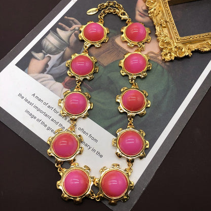 Retro Round Resin Alloy Wholesale Bracelets Earrings Necklace