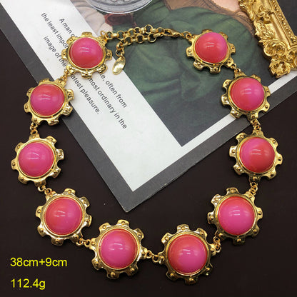 Retro Round Resin Alloy Wholesale Bracelets Earrings Necklace