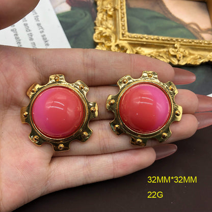 Retro Round Resin Alloy Wholesale Bracelets Earrings Necklace