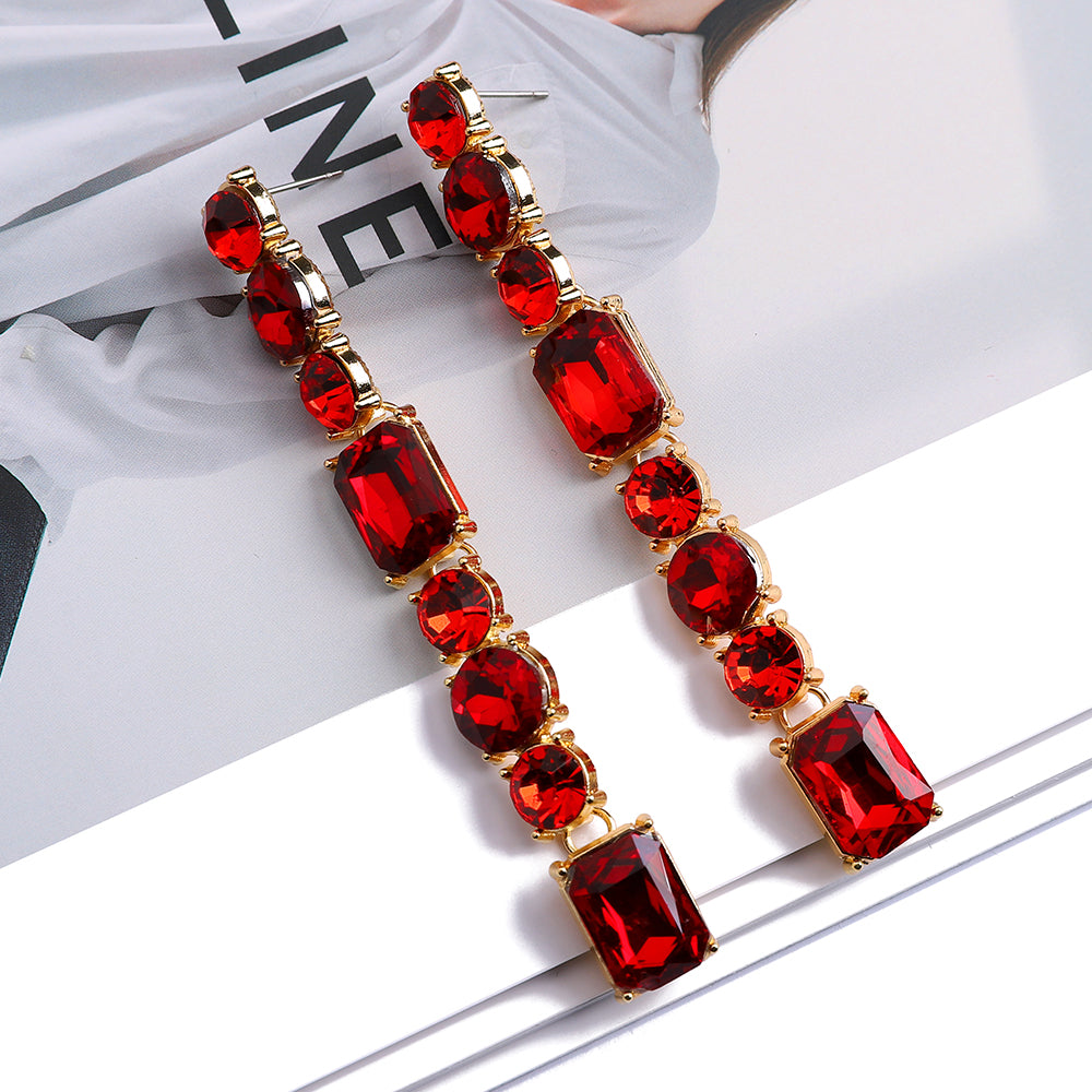 1 Pair Ethnic Style Geometric Metal Plating Inlay Artificial Gemstones Women's Drop Earrings