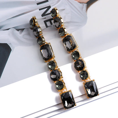 1 Pair Ethnic Style Geometric Metal Plating Inlay Artificial Gemstones Women's Drop Earrings