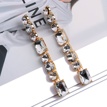 1 Pair Ethnic Style Geometric Metal Plating Inlay Artificial Gemstones Women's Drop Earrings