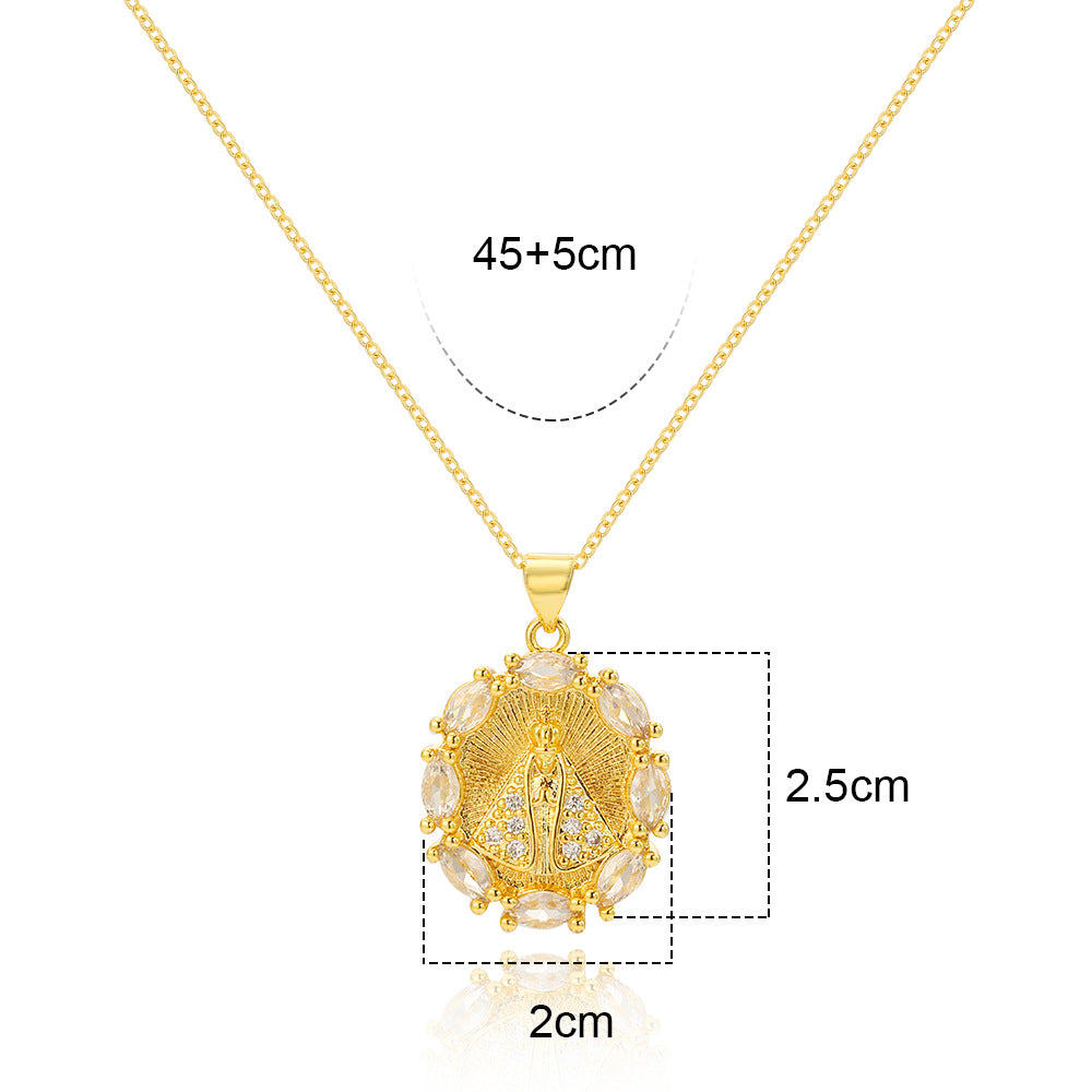 Elegant Lady Geometric Copper Inlay Zircon Pendant Necklace