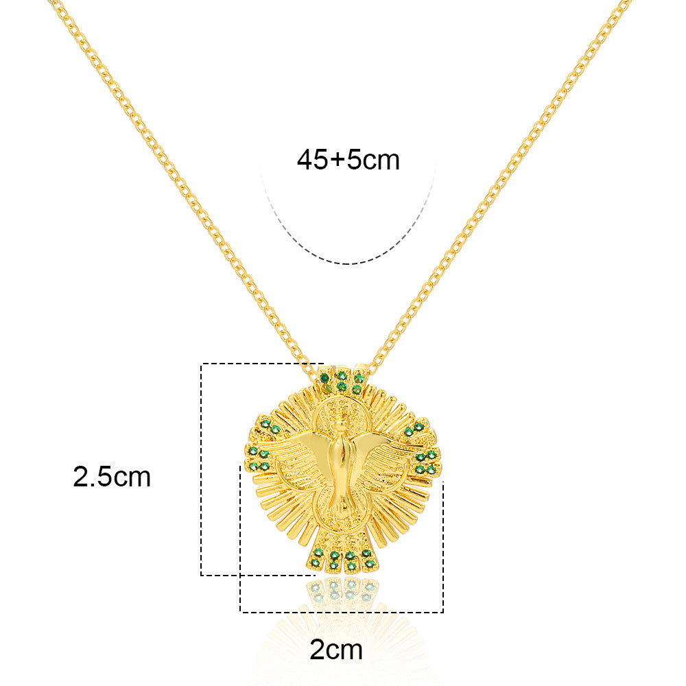 Elegant Lady Geometric Copper Inlay Zircon Pendant Necklace