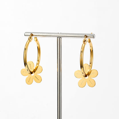 1 Pair Ig Style Pastoral Flower Plating Three-dimensional Stainless Steel 18k Gold Plated Drop Earrings