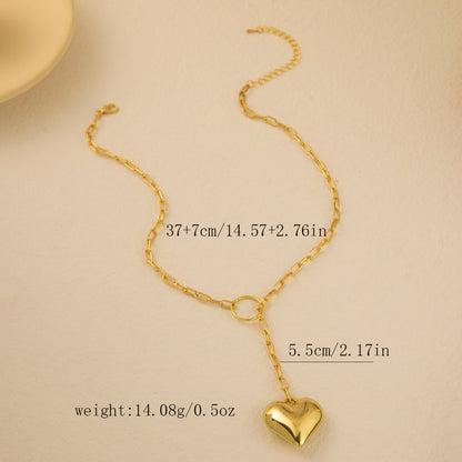 Cute Sweet Simple Style Heart Shape Copper Plating Pendant Necklace