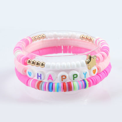 Bohemian Simple Style Letter Colorful Heart Shape Soft Clay Wholesale Bracelets