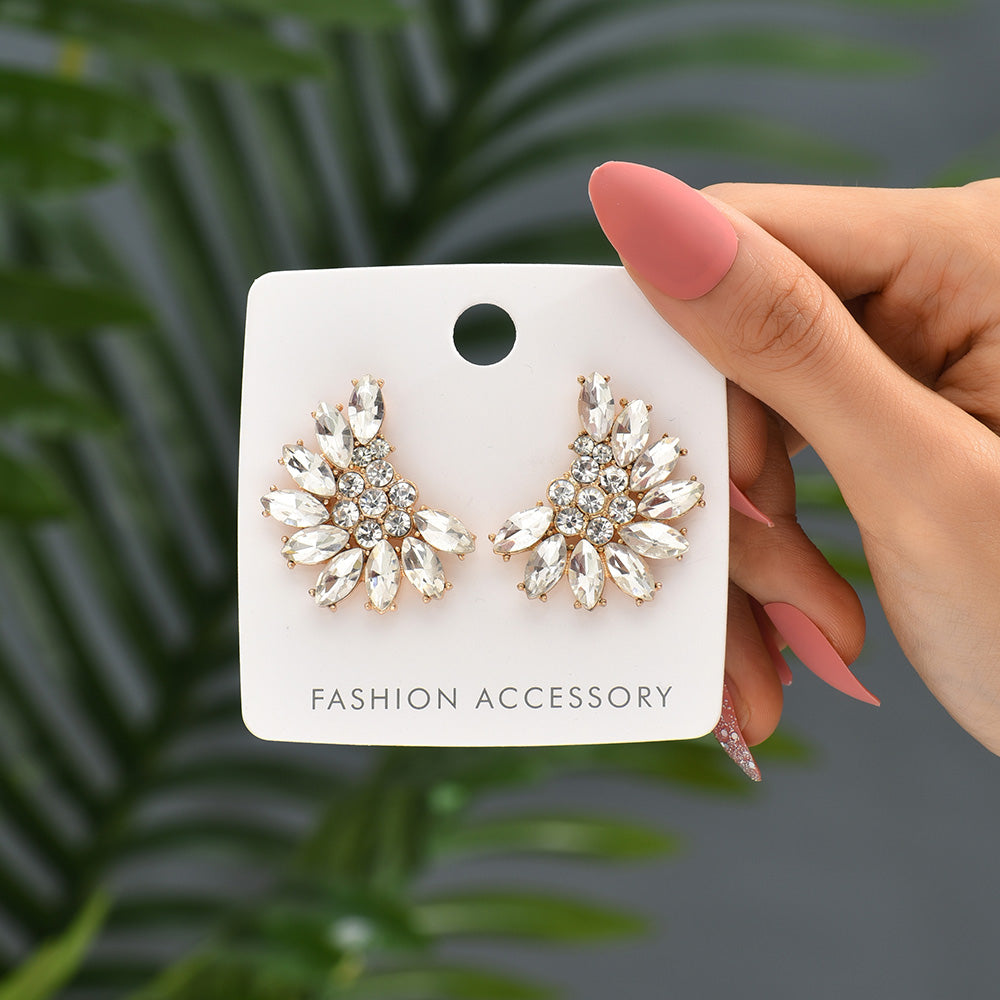 1 Pair Fashion Water Droplets Rhinestone Inlay Zircon Women's Earrings