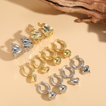 1 Pair Elegant Lady Classic Style Geometric Heart Shape Plating Copper 14k Gold Plated Drop Earrings