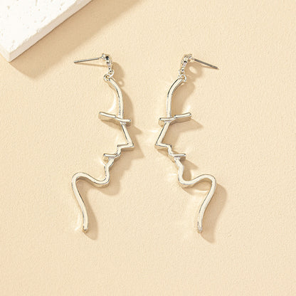 1 Pair Ig Style Nordic Style Punk Human Face Plating Alloy Ear Studs