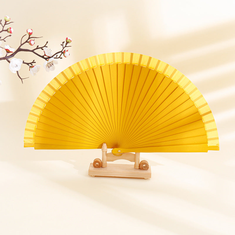 Spanish Plain Pure Wood Folding Fan Female Modern Simple Fan Props Classical Solid Color Folding Fan Folding Fan Wholesale