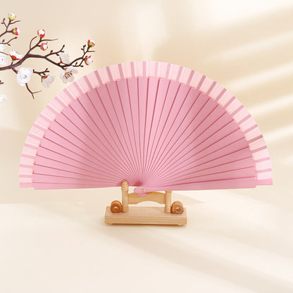 Spanish Plain Pure Wood Folding Fan Female Modern Simple Fan Props Classical Solid Color Folding Fan Folding Fan Wholesale