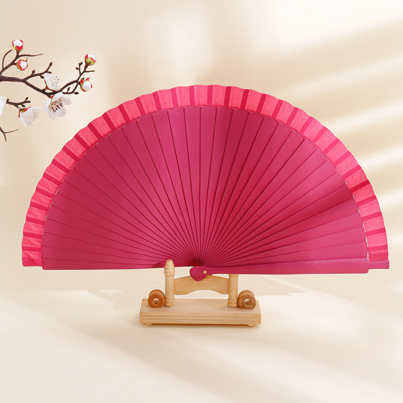 Spanish Plain Pure Wood Folding Fan Female Modern Simple Fan Props Classical Solid Color Folding Fan Folding Fan Wholesale