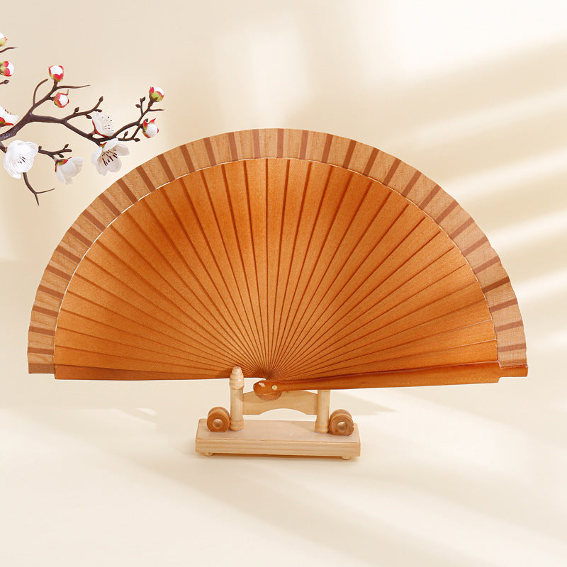 Spanish Plain Pure Wood Folding Fan Female Modern Simple Fan Props Classical Solid Color Folding Fan Folding Fan Wholesale