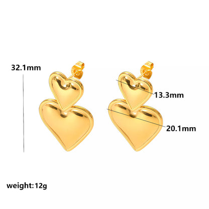 1 Pair Original Design Heart Shape Stainless Steel Ear Studs