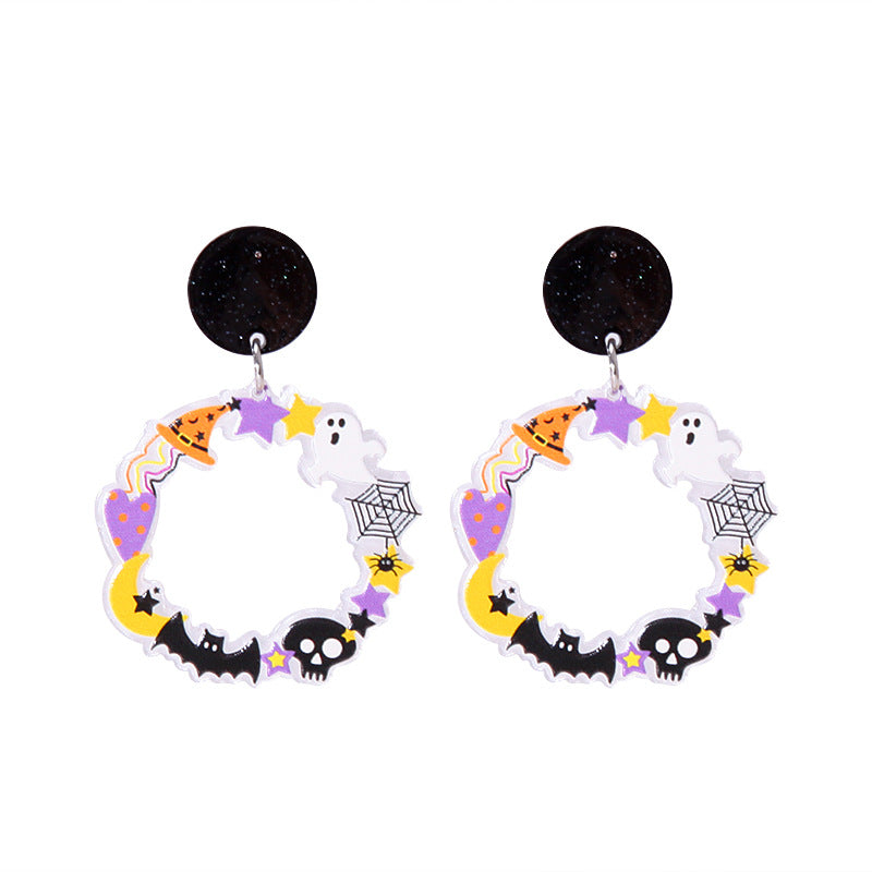 1 Pair Funny Cat Printing Arylic Earrings