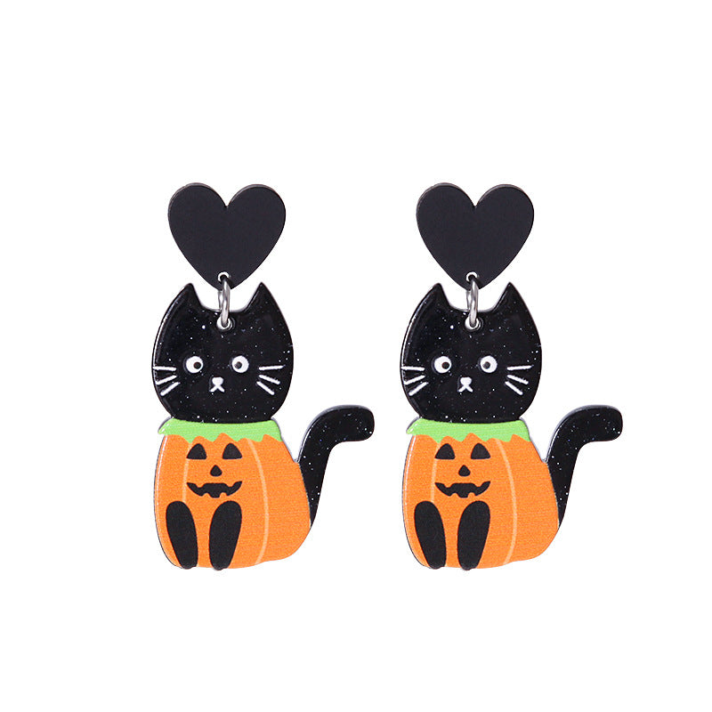 1 Pair Funny Cat Printing Arylic Earrings