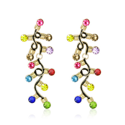 1 Pair Simple Style Christmas Tree Inlay Alloy Zircon Drop Earrings