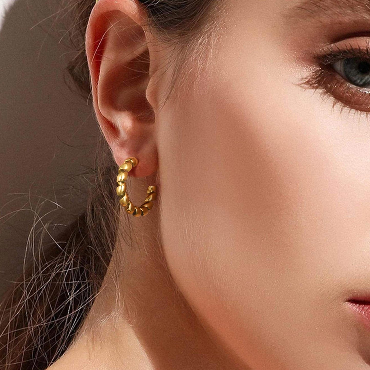 1 Pair Ig Style C Shape Plating Stainless Steel 18k Gold Plated Hoop Earrings