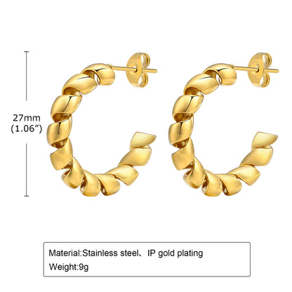 1 Pair Ig Style C Shape Plating Stainless Steel 18k Gold Plated Hoop Earrings