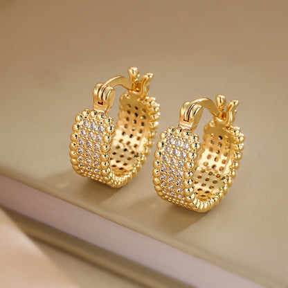 1 Pair Korean Style Geometric Plating Inlay Copper Zircon 18k Gold Plated Hoop Earrings