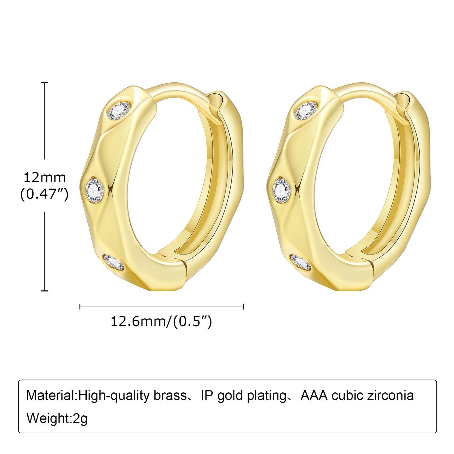 1 Pair Vintage Style Simple Style Geometric Plating Inlay Stainless Steel Zircon Gold Plated Earrings