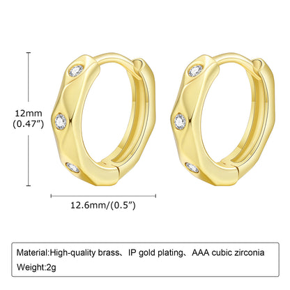 1 Pair Vintage Style Simple Style Geometric Plating Inlay Stainless Steel Zircon Gold Plated Earrings