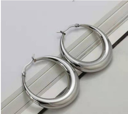 1 Pair Simple Style Classic Style Round Solid Color Stainless Steel Earrings