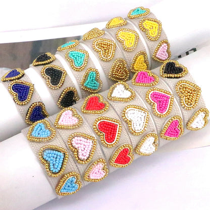 Beach Heart Shape Glass Plating 18k Gold Plated Women's Bangle