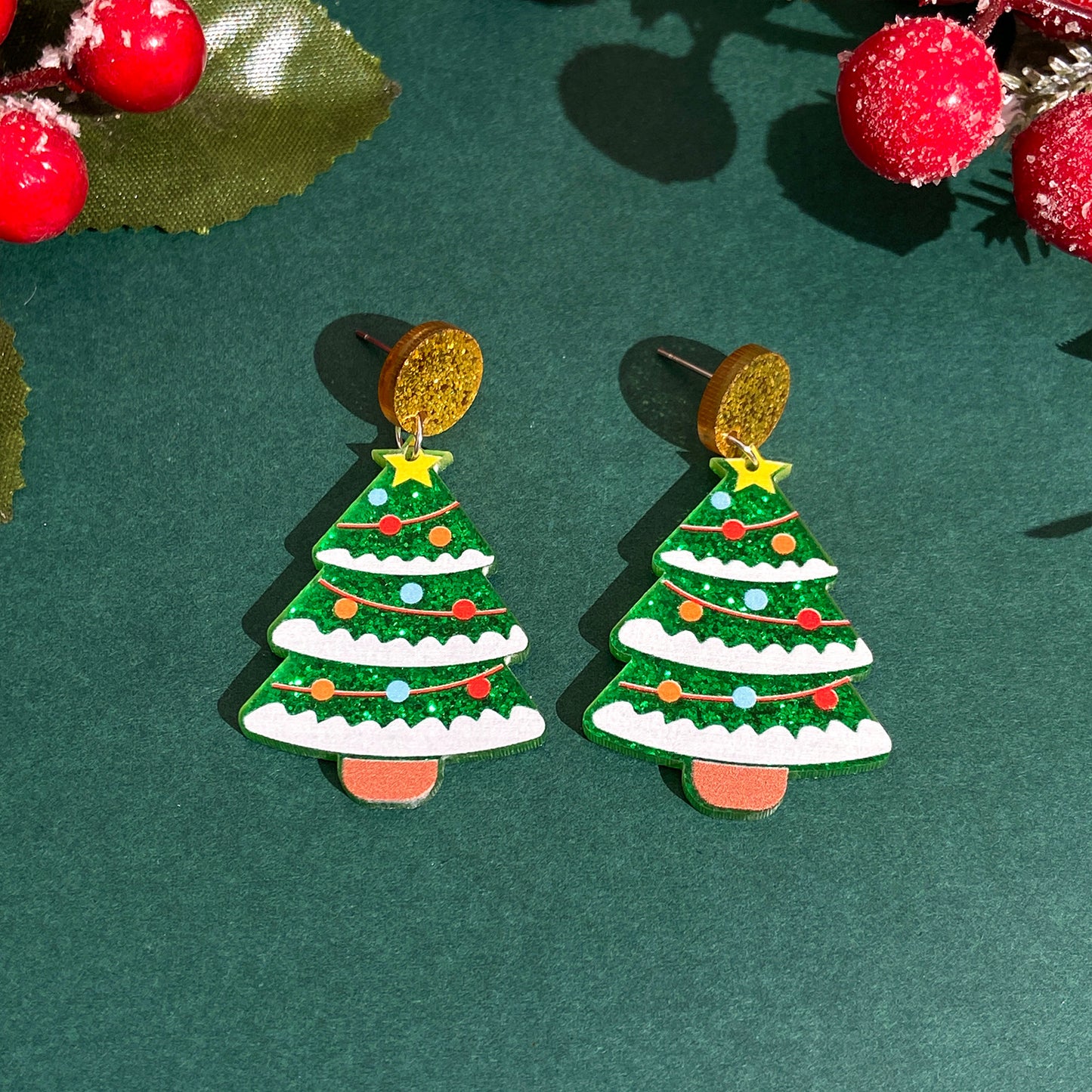 1 Pair Casual Simple Style Cactus Christmas Tree Arylic Drop Earrings