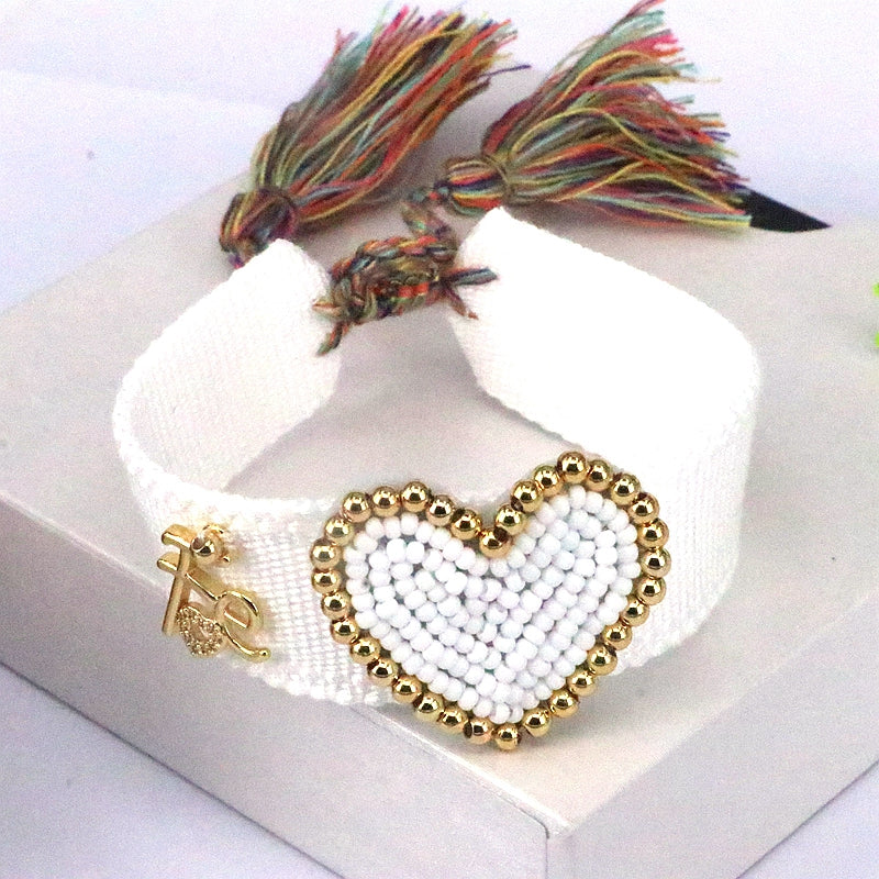 Beach Heart Shape Glass Plating 18k Gold Plated Women's Bangle