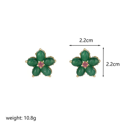 1 Pair Retro Flower Plating Inlay Copper Zircon 18k Gold Plated Ear Studs