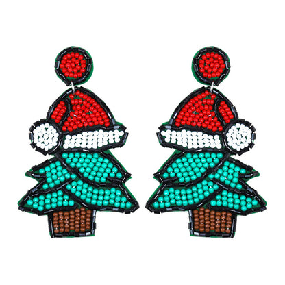 1 Pair Cartoon Style Streetwear Christmas Hat Christmas Tree Plastic Drop Earrings