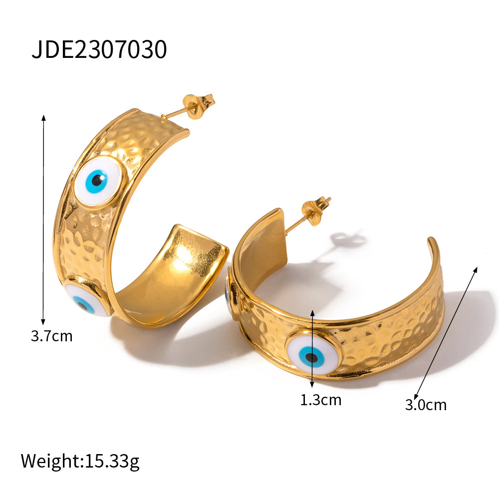 1 Piece Ig Style Devil's Eye Enamel Plating Stainless Steel 18k Gold Plated Ear Studs