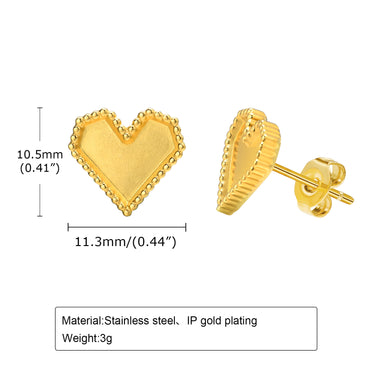 1 Pair Simple Style Commute Heart Shape Stainless Steel Gold Plated Ear Studs
