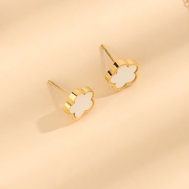 1 Pair Casual Simple Style Flower Plating Inlay Titanium Steel Shell 18k Gold Plated Ear Studs