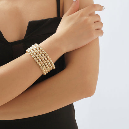 Elegant Retro Simple Style Geometric Alloy Beaded Layered Women's Bracelets