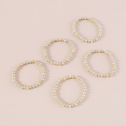 Elegant Retro Simple Style Geometric Alloy Beaded Layered Women's Bracelets