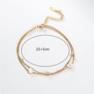 Simple Style Classic Style Heart Shape Shell Stainless Steel Wholesale Anklet
