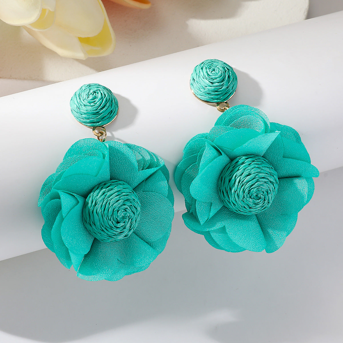 1 Pair Sweet Flower Raffia Drop Earrings