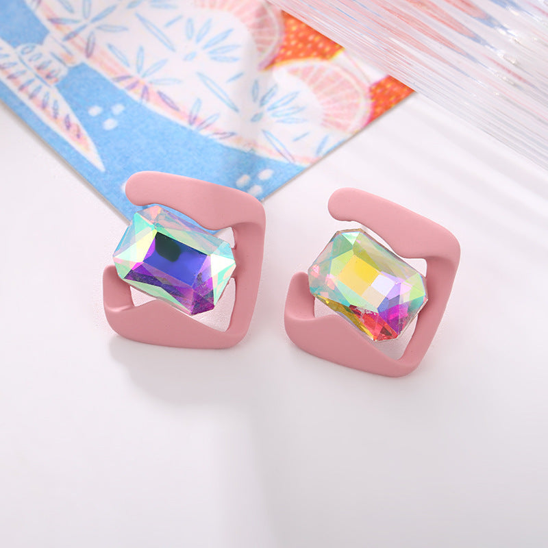 1 Pair Lady Irregular Plating Inlay Alloy Artificial Diamond Ear Studs