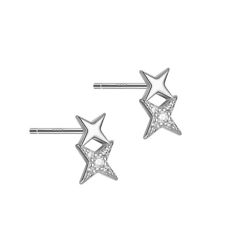 1 Pair Simple Style U Shape Devil's Eye Star Inlay Sterling Silver Copper Zircon Ear Studs