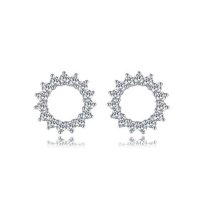 1 Pair Streetwear Star Moon Inlay Sterling Silver Copper Zircon Ear Studs