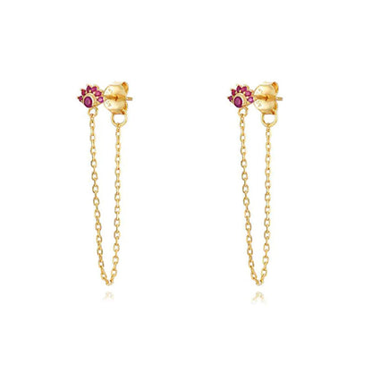 1 Pair Simple Style Waves Flower Plating Inlay Copper Zircon Drop Earrings