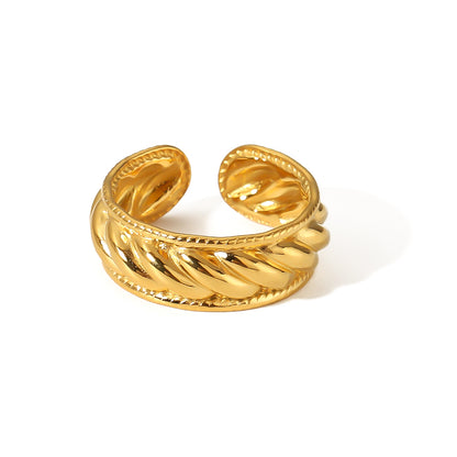 Retro Circle Heart Shape Snake Stainless Steel Plating 18k Gold Plated Open Rings