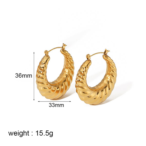 1 Pair Simple Style Classic Style Circle Twist Plating Stainless Steel 18k Gold Plated Hoop Earrings