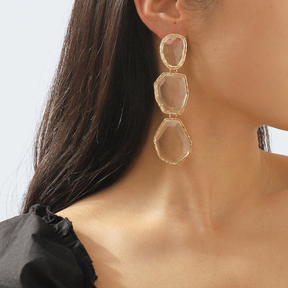 1 Pair Elegant Exaggerated Streetwear Geometric Inlay Alloy Resin Drop Earrings