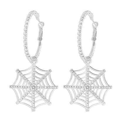 1 Pair Hip-hop Exaggerated Streetwear Spider Web Hollow Out Inlay Alloy Iron Rhinestones Drop Earrings