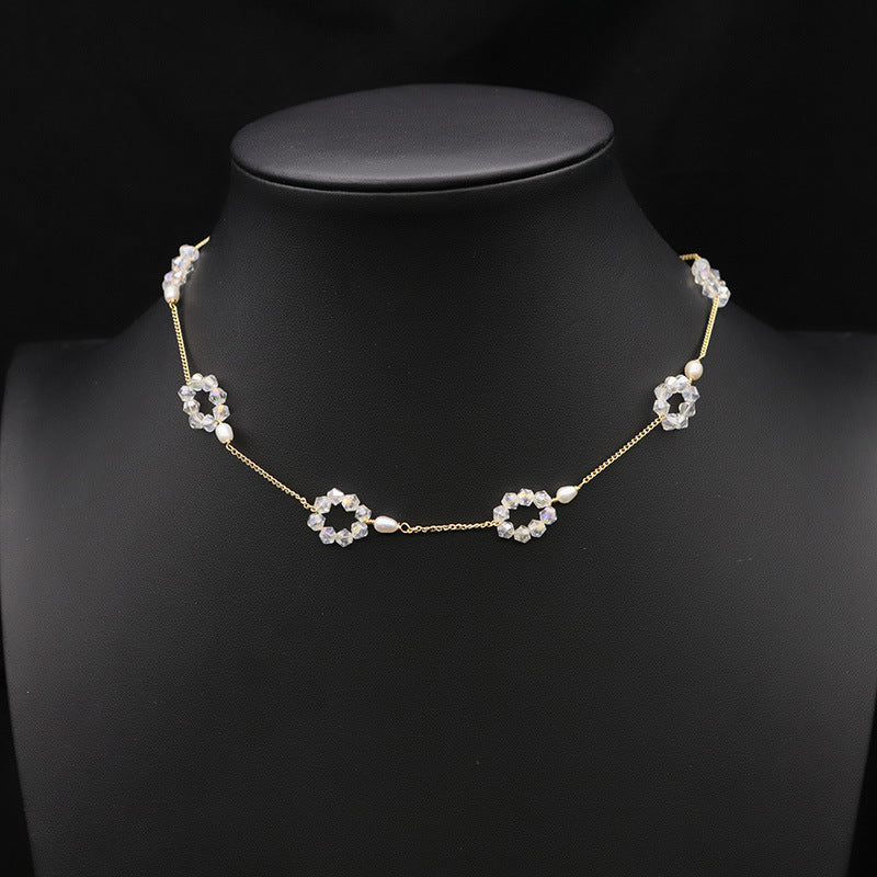 Original Design Geometric Freshwater Pearl Copper Plating 18k Gold Plated Necklace